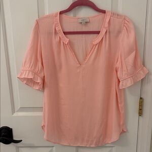 LOFT Peach Ruffle Sleeve Blouse